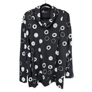 Snapdragon and Twig Tulip Black and White Layered Cowl Neck Top Size MED